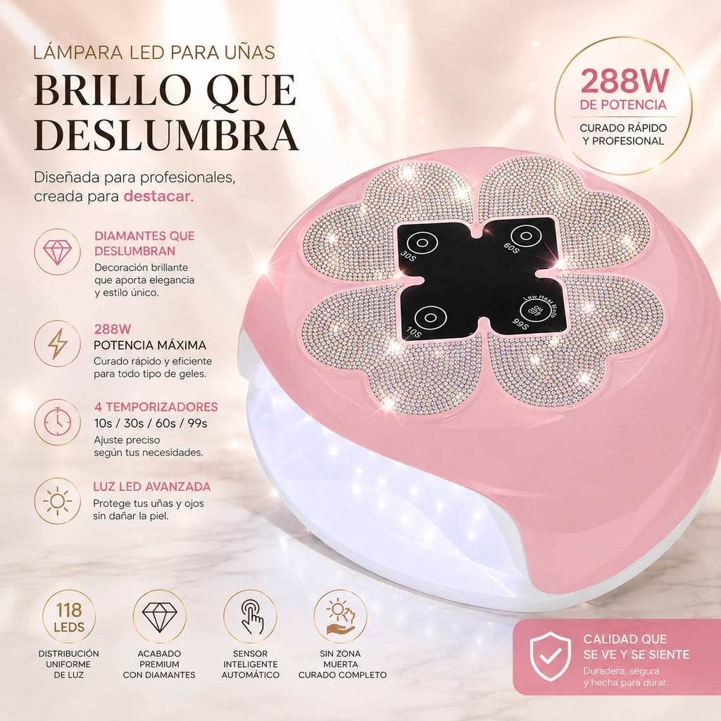 288W UV LED Nail Lamp with Smart Sensor – Professional Gel Nail Dryer, 45 LED Beads, 4 Timer Settings & UV Protection Gloves