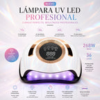 268W UV LED Nail Lamp – Pink & White Gradient Professional Gel Nail Dryer with 36 LED Beads, Smart Sensor & 4 Timer Settings