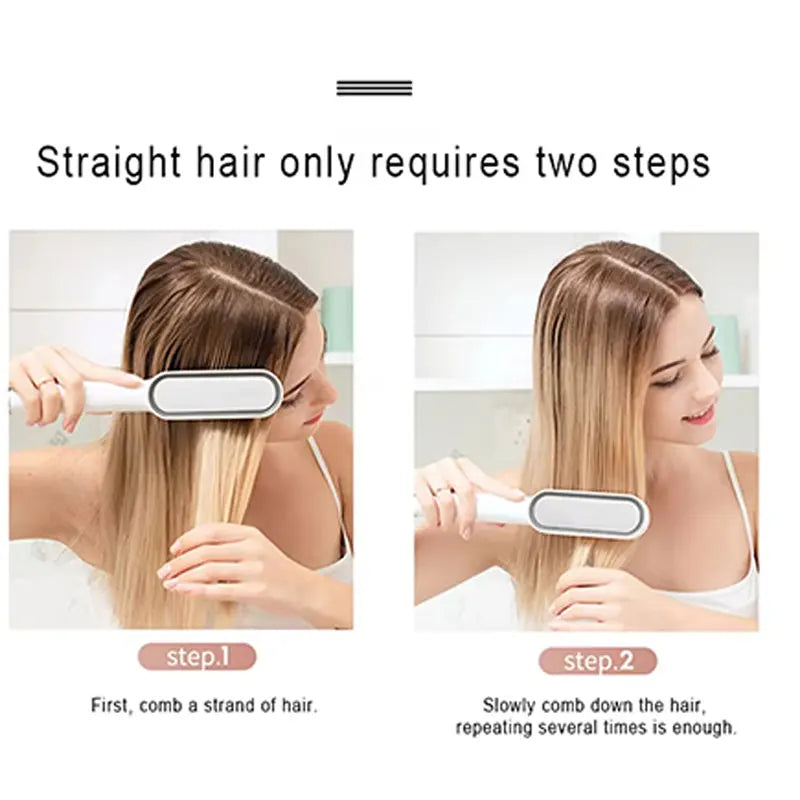 Electric Hot Hair Straightening Comb – Ionic Anti-Scald Hair Straightener Brush for Fast Smoothing & Styling at Home