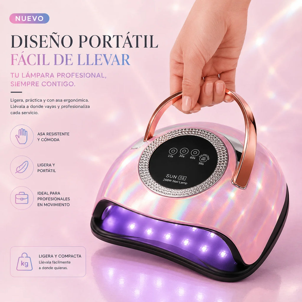 268W UV LED Nail Lamp – Pink & White Gradient Professional Gel Nail Dryer with 36 LED Beads, Smart Sensor & 4 Timer Settings
