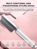 Electric Hot Hair Straightening Comb – Ionic Anti-Scald Hair Straightener Brush for Fast Smoothing & Styling at Home