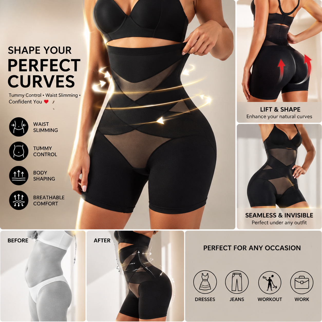 High Waist Trainer Body Shaper Panties for Women – Tummy Control Slimming Shapewear Girdle Underwear