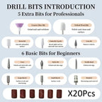 Professional Electric Nail Drill Kit with HD Digital Display – USB Rechargeable Nail & Gel Polisher, 11 Drill Bits & 20 Sanding Bands