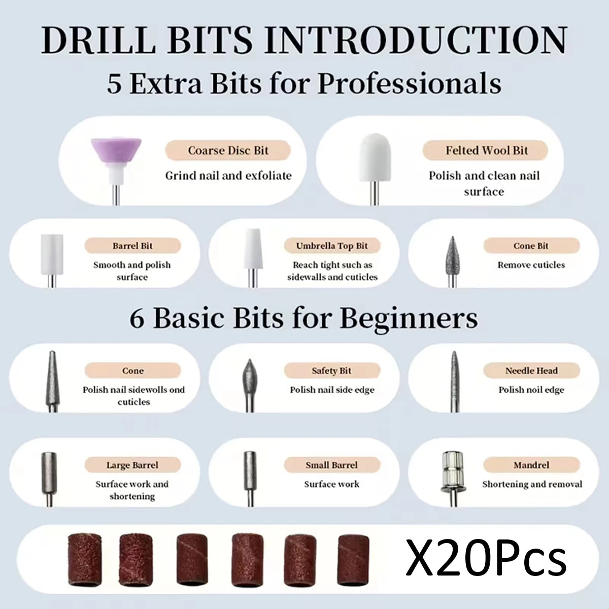 Professional Electric Nail Drill Kit with HD Digital Display – USB Rechargeable Nail & Gel Polisher, 11 Drill Bits & 20 Sanding Bands