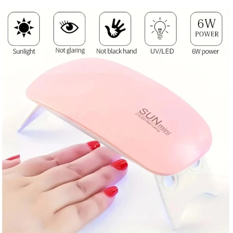 Portable 6W UV LED Sun Mini Nail Dryer Lamp – Compact Gel Nail Curing Light for Home & Travel Use