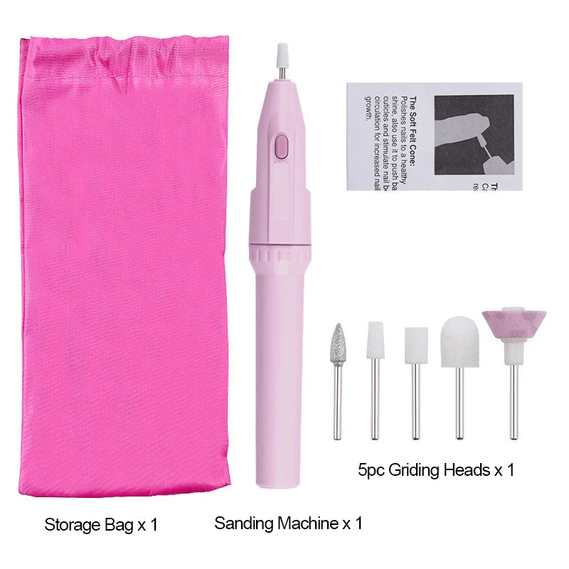 MINI Electric Nail Drill Kit – Portable Nail Polisher & File Pen for Manicure, Pedicure, Grinding and Nail Art