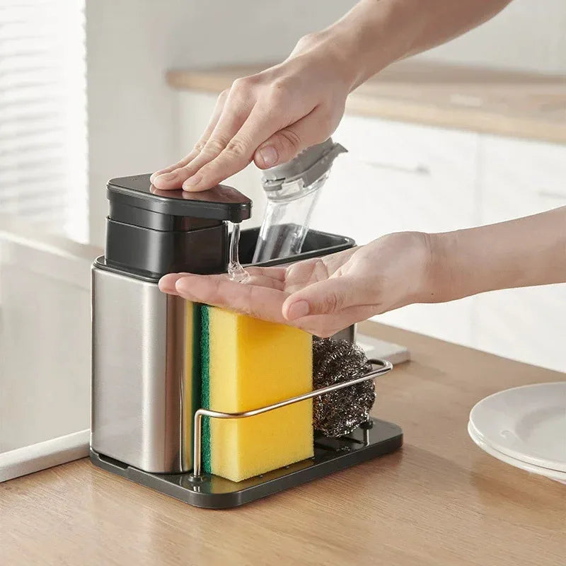 SinkMaster™  3-in-1 Kitchen Sink Organizer – Soap Dispenser, Cutlery Holder & Dish Drying Rack