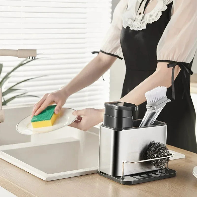 SinkMaster™  3-in-1 Kitchen Sink Organizer – Soap Dispenser, Cutlery Holder & Dish Drying Rack