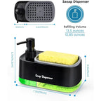 DuoClean™ Space-Saving 3-in-1 Kitchen Organizer with Dual Soap Pumps and Sponge Storage
