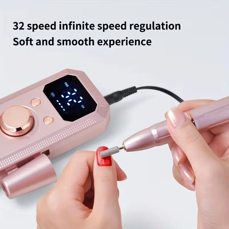 Professional Electric Nail Drill Kit with HD Digital Display – USB Rechargeable Nail & Gel Polisher, 11 Drill Bits & 20 Sanding Bands