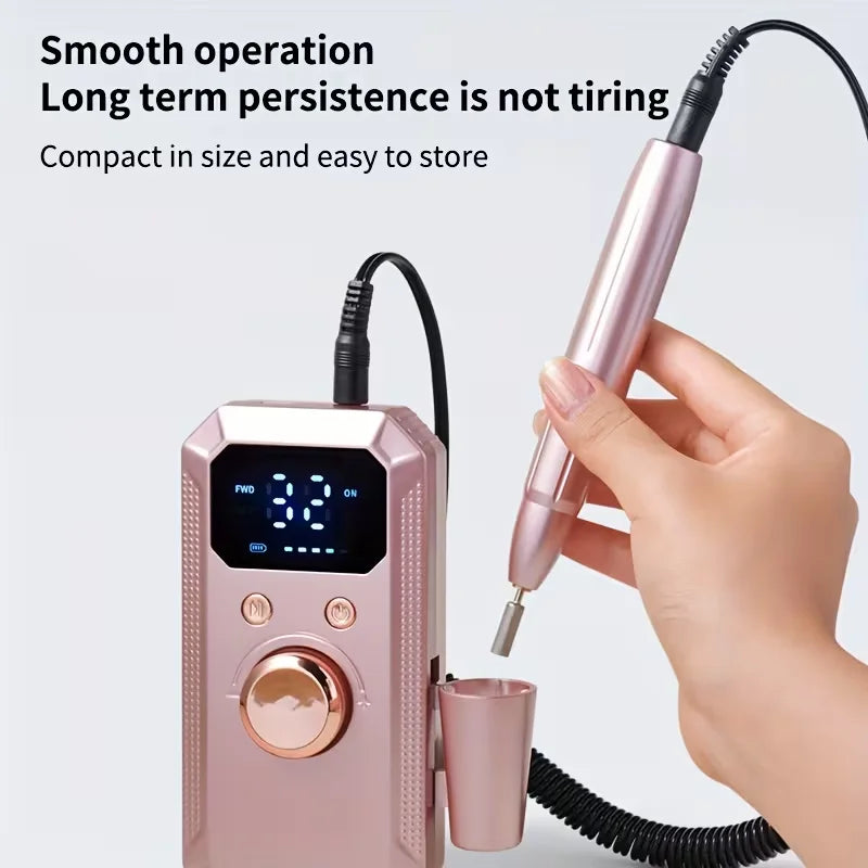 Professional Electric Nail Drill Kit with HD Digital Display – USB Rechargeable Nail & Gel Polisher, 11 Drill Bits & 20 Sanding Bands