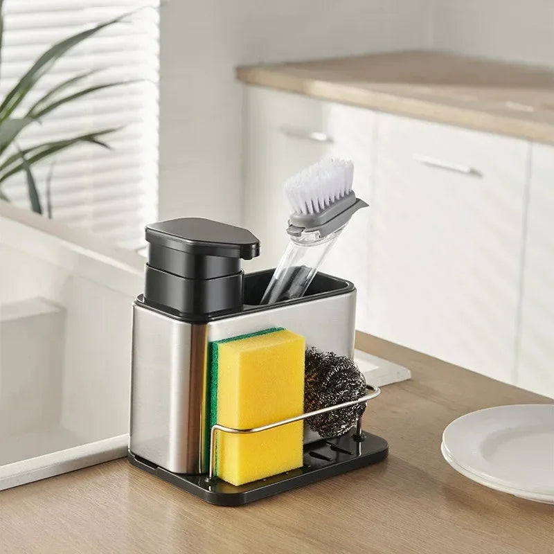 SinkMaster™  3-in-1 Kitchen Sink Organizer – Soap Dispenser, Cutlery Holder & Dish Drying Rack