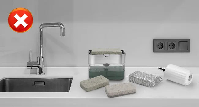 DuoClean™ Space-Saving 3-in-1 Kitchen Organizer with Dual Soap Pumps and Sponge Storage