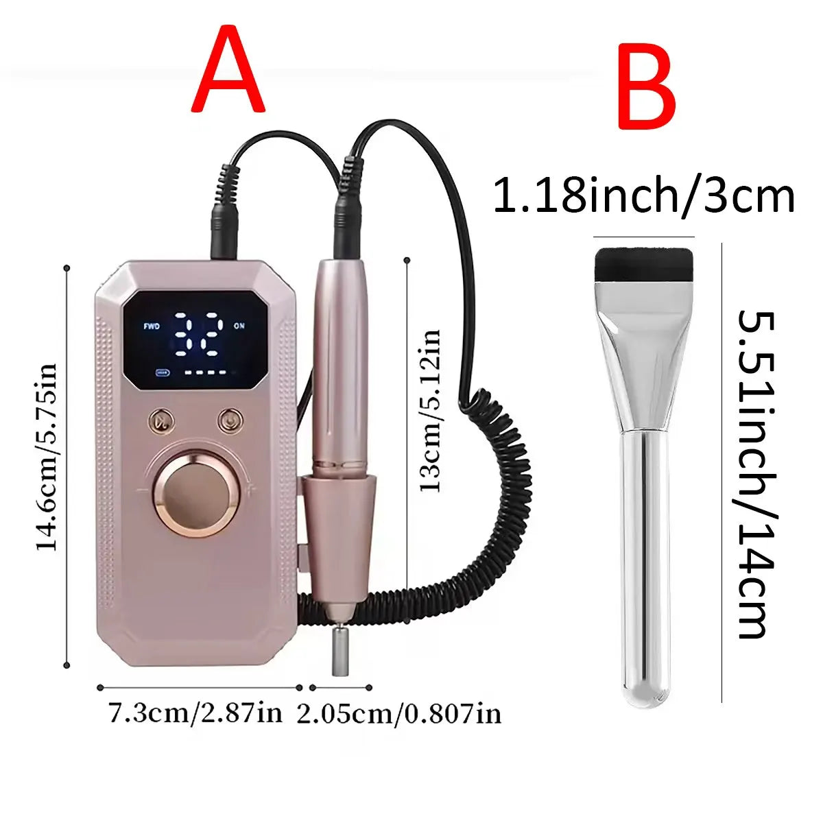 Professional Electric Nail Drill Kit with HD Digital Display – USB Rechargeable Nail & Gel Polisher, 11 Drill Bits & 20 Sanding Bands