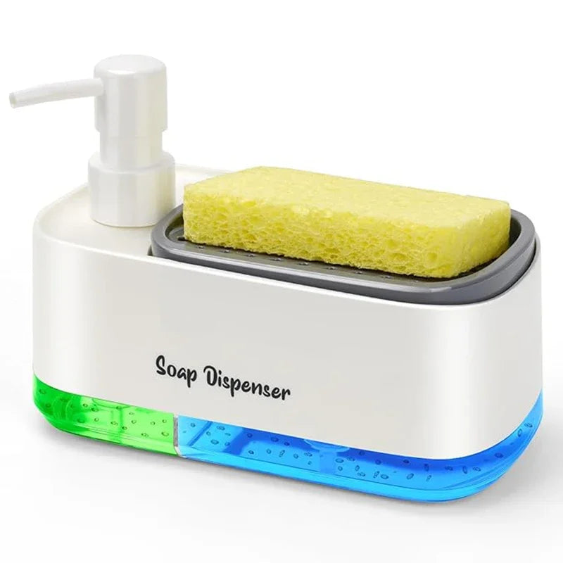 DuoClean™ Space-Saving 3-in-1 Kitchen Organizer with Dual Soap Pumps and Sponge Storage