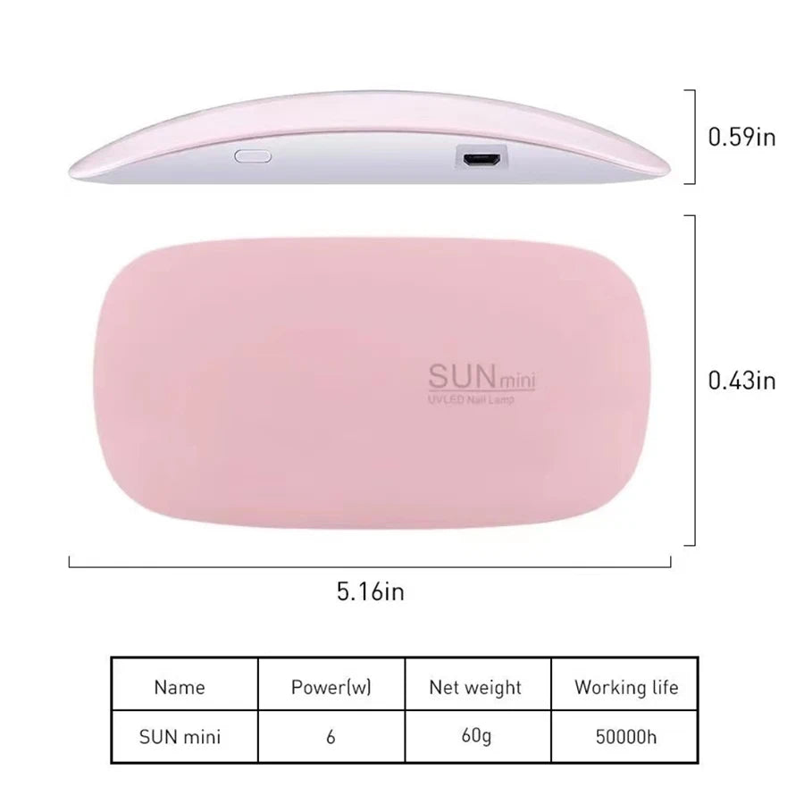 Portable 6W UV LED Sun Mini Nail Dryer Lamp – Compact Gel Nail Curing Light for Home & Travel Use