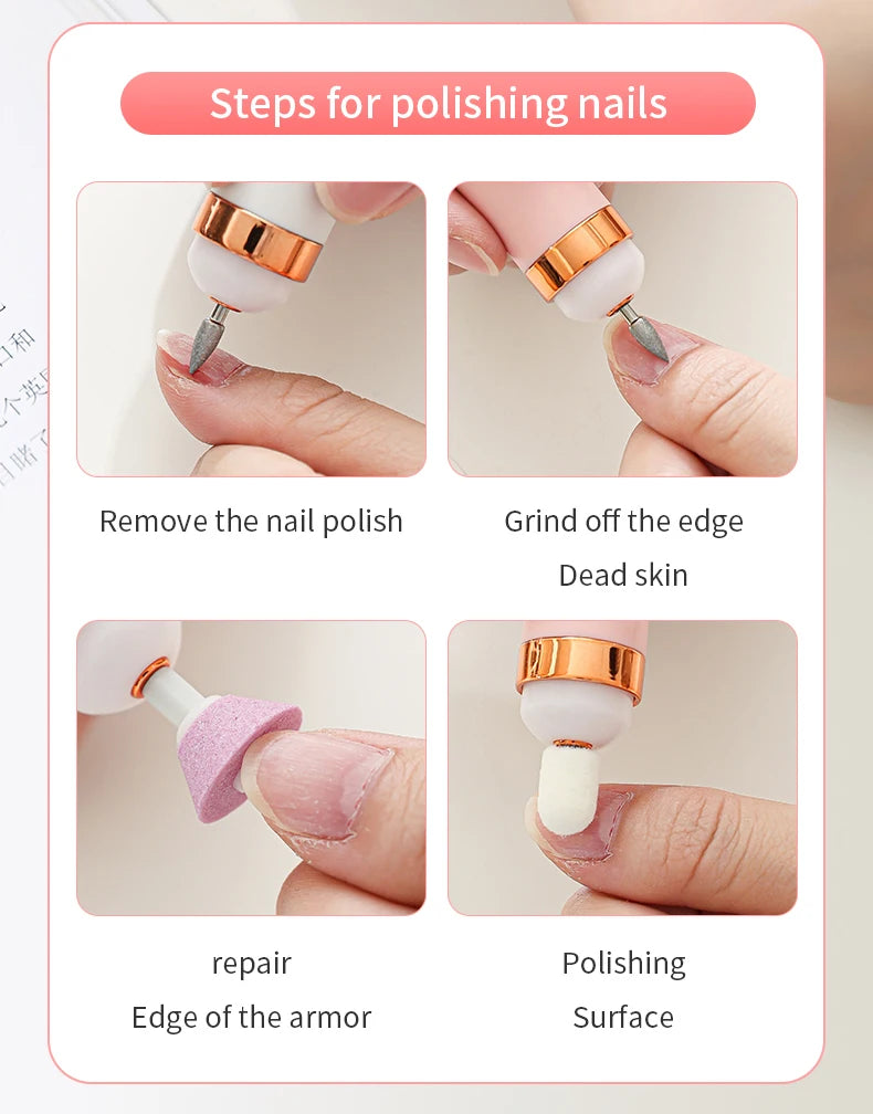 5-in-1 Portable Electric Manicure Set – USB Rechargeable Nail Drill, Polisher & Exfoliation Tool for Professional Nail Carer Nail Salon