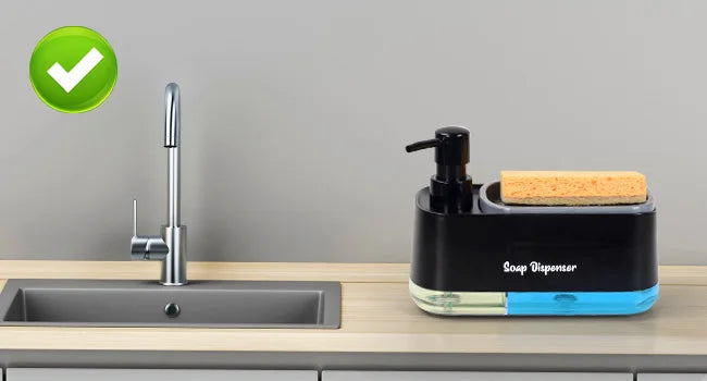 DuoClean™ Space-Saving 3-in-1 Kitchen Organizer with Dual Soap Pumps and Sponge Storage