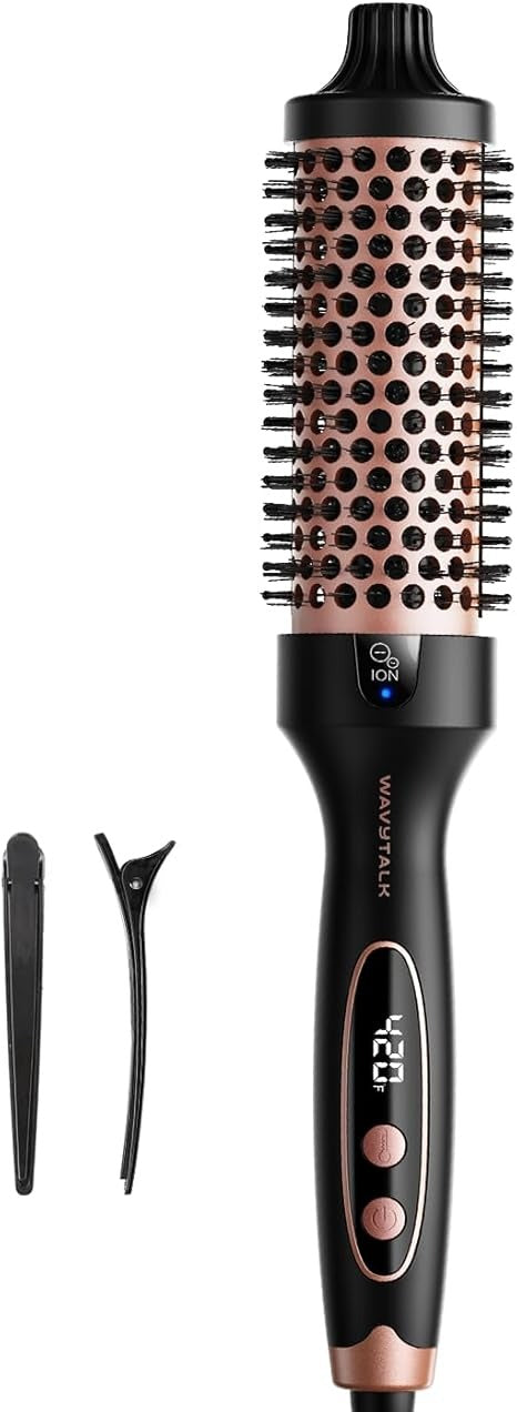 Wavytalk Pro Blowout Brush Bundle – 1.5" Ionic Thermal Brush with 5 Heat Settings & Dual Voltage